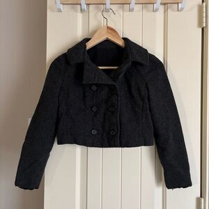 Vintage Black Cropped Peacoat